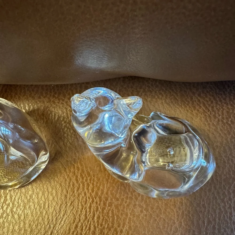 Vintage 1990s Lennox clear crystal cat salt and pepper shakers-made in Germany